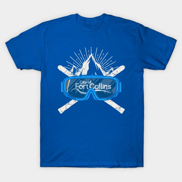 Ski Fort Collins Colorado Flag Skiing Winter Sports T-Shirt by E